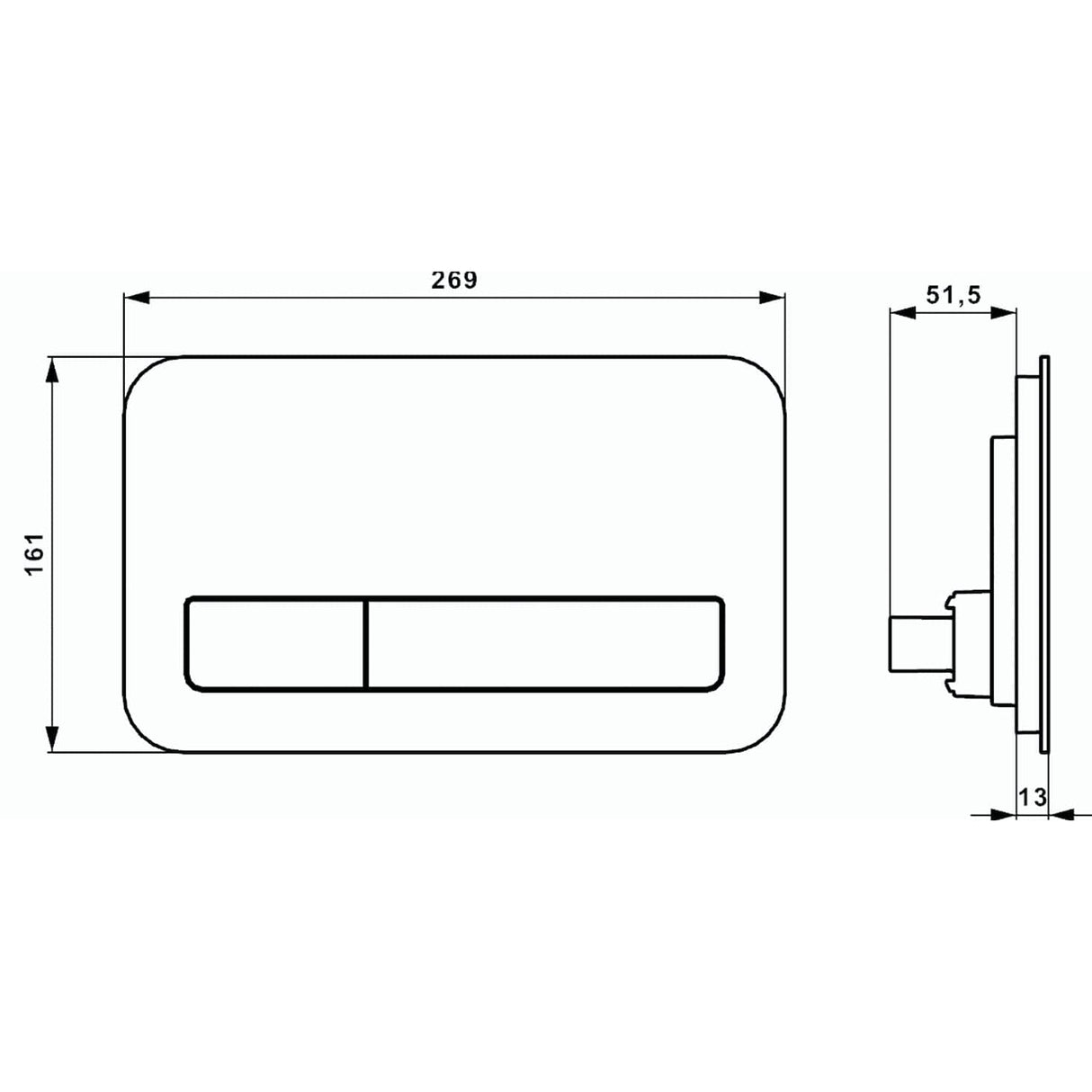 Villeroy and Boch Flush Plate Villeroy & Boch ViConnect 200G Glass Toilet Flush Plate