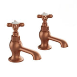 Vado Pillar Basin Tap Brushed Bronze/Crackled White Booth & Co. Axbridge Crosshead Basin Pillar Taps (Pair)