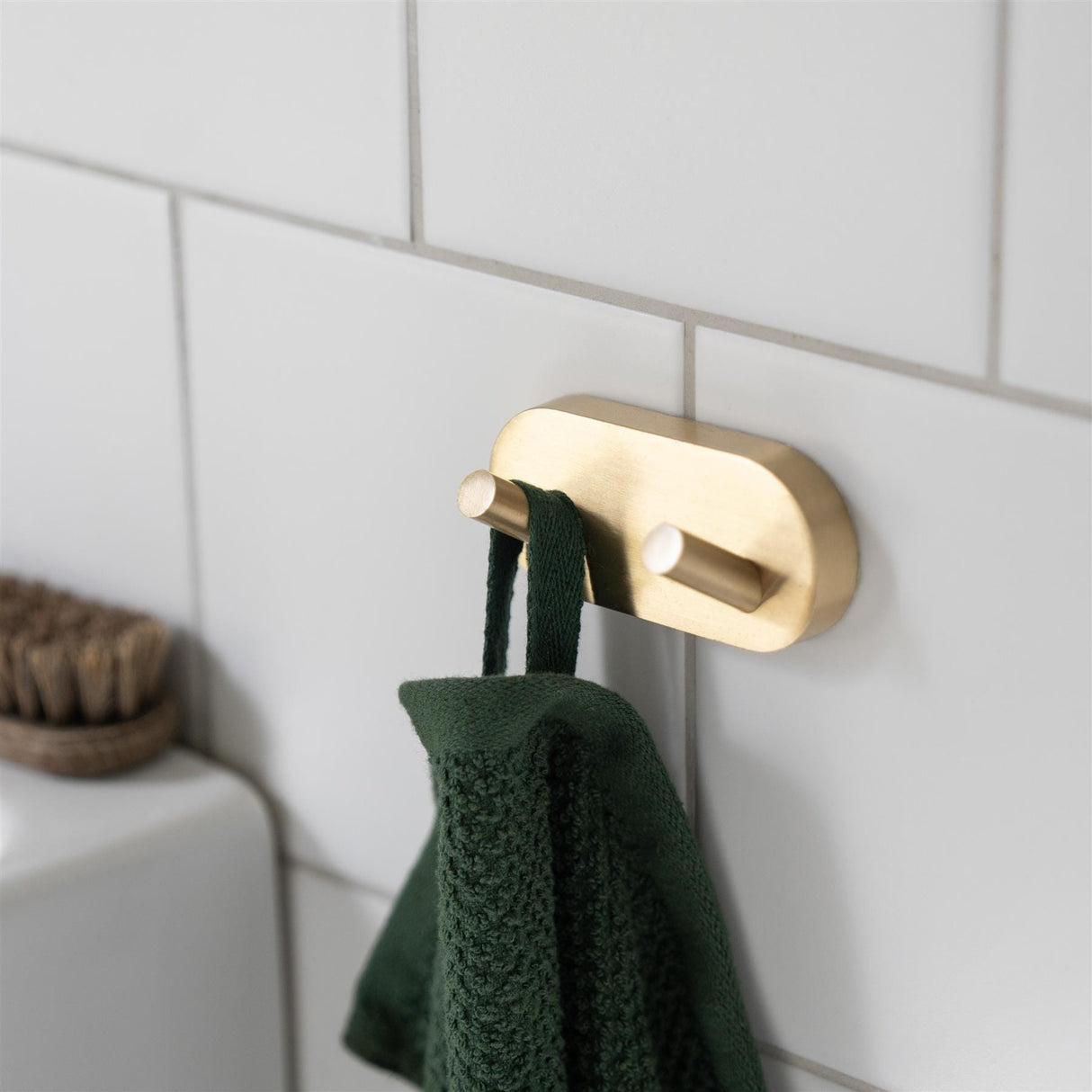 Smedbo Robe Hook Brushed Brass Smedbo Home Double Towel Hook