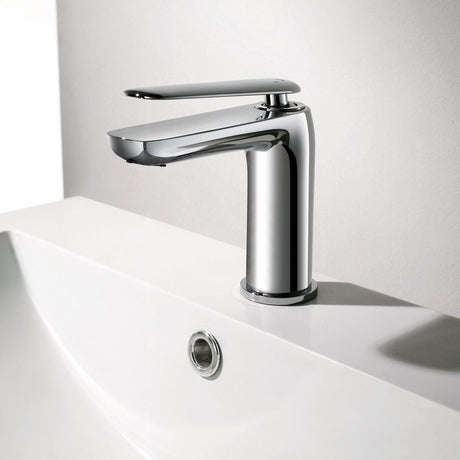 Flova Mono Basin Tap Flova Allore Mono Basin Mixer Tap with Clicker Waste in Diamond Chrome