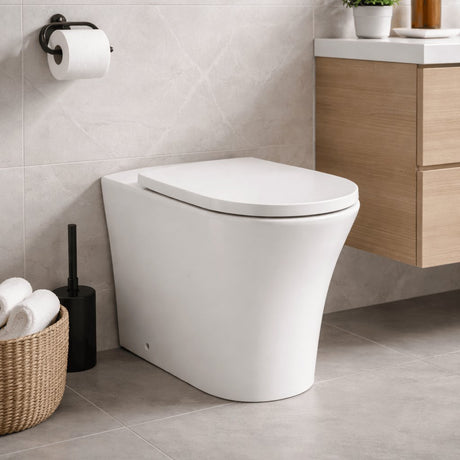 Aquarius Bathrooms Back To Wall Toilet Aquarius K-Series Rimless Back To Wall Toilet and Soft Close Seat