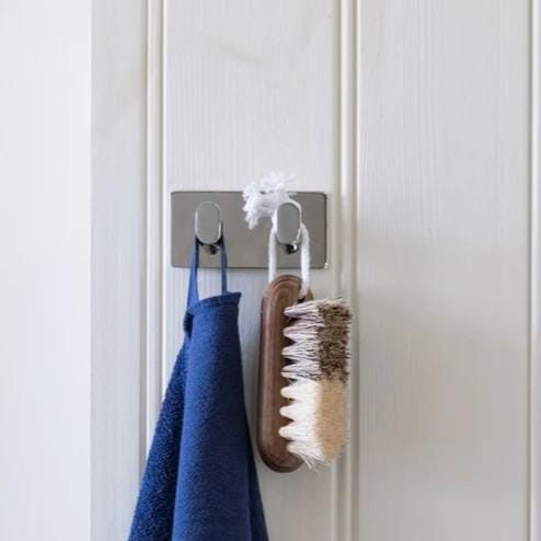 Smedbo Robe Hook Chrome Smedbo Cube Self-Adhesive Double Robe Hook