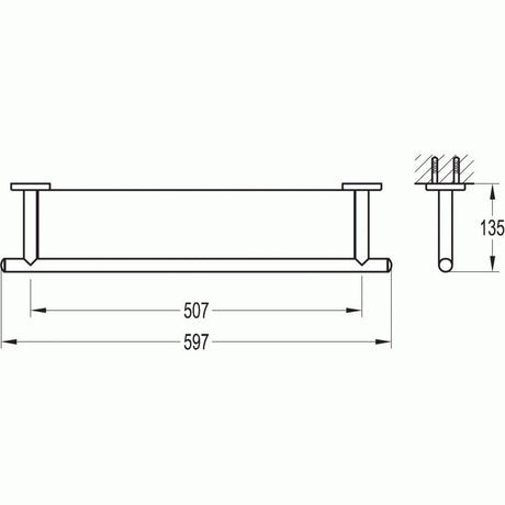 Flova Shelf Flova Coco 593 Wide Glass Shelf in Chrome