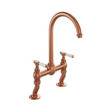 Vado Kitchen Tap Brushed Bronze/Crackled White Booth & Co. Axbridge Lever Bridge Kitchen Mixer Tap