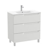 Roca Floor Standing Vanity Unit Pebble Grey / Central Roca Aleyda 800mm Floor Standing Three Drawer Vanity Unit with Basin