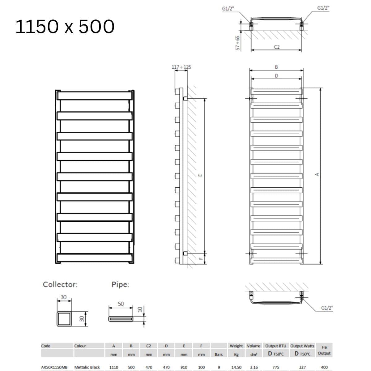Crosswater Designer Towel Radiator Crosswater Air Designer Towel Radiator in Soft White Matt