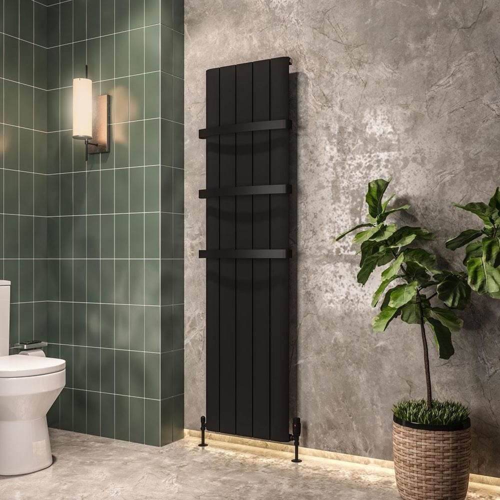 Eastbrook Peretti Straight Vertical Aluminium Radiator in Matt Black