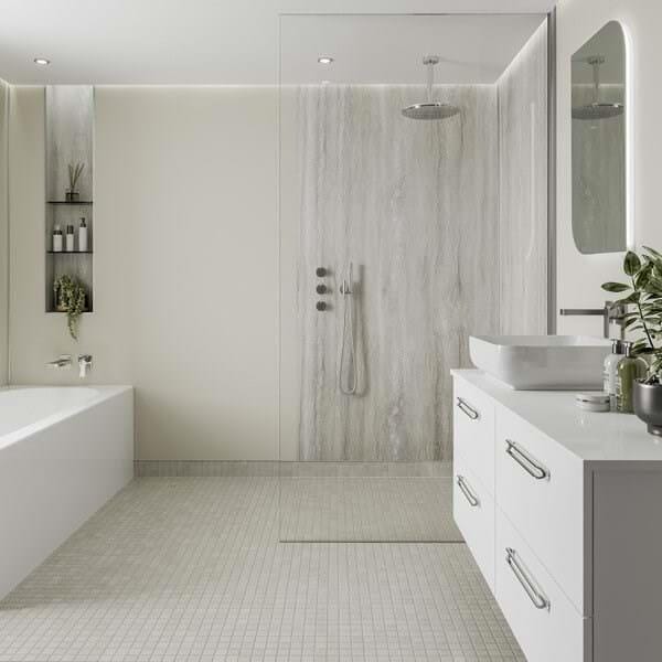 Multipanel Wall Panel Multipanel Contemporary Wall Panel in Jupiter Silver