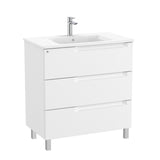 Roca Floor Standing Vanity Unit Matt White / Central Roca Aleyda 800mm Floor Standing Three Drawer Vanity Unit with Basin