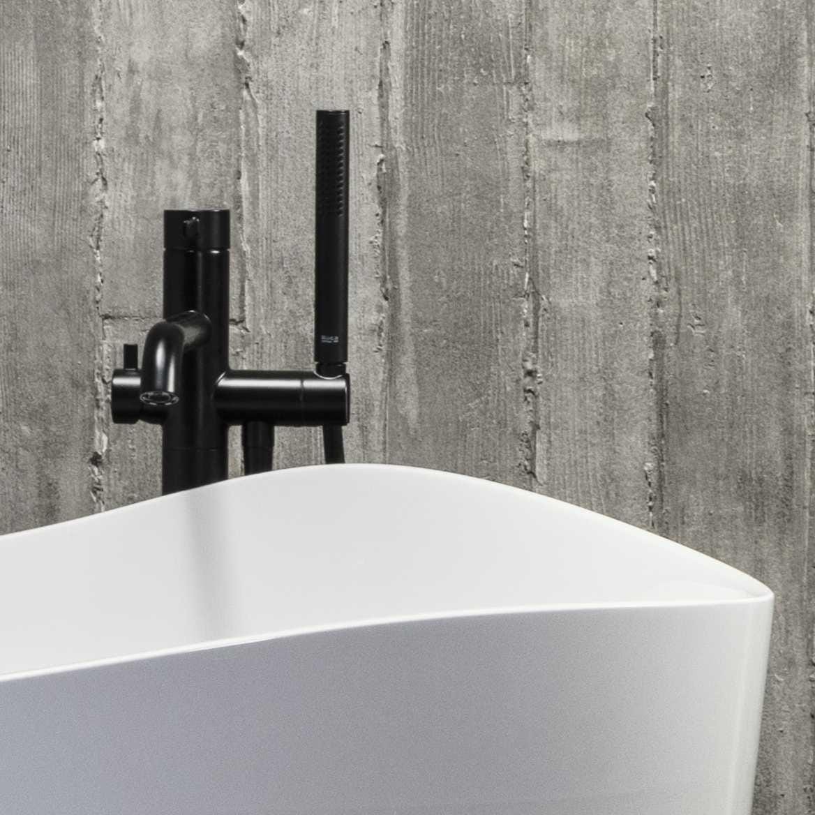 Roca Modern Freestanding Bath Roca Ohtake Oval Freestanding Stonex® Oval Japanese Bath with Click-Clack Waste
