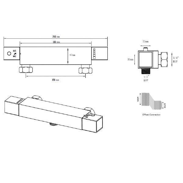 Imex Exposed Shower Valve Imex Bloque Bar Shower Valve in Chrome