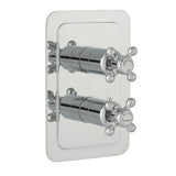 JTP Concealed Shower Valve Chrome JTP Grosvenor Cross 2 Outlet, 2 Handle, Thermostatic Vertical Concealed Thermostatic Shower Valve