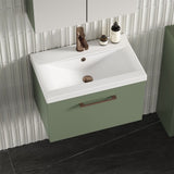 Aquarius Bathrooms Wall Mounted Vanity Unit Aquarius Brisbane 600mm Wall Hung 1 Drawer Vanity Unit with 1 Tap Hole Mid Edge Basin