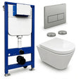 Aquarius Bathrooms Wall Hung Toilet Chrome / Square Aquarius Urbano Rimless Wall Hung Toilet Pack with Frame, Flush Plate, Soft Closing Seat and Hinge Covers