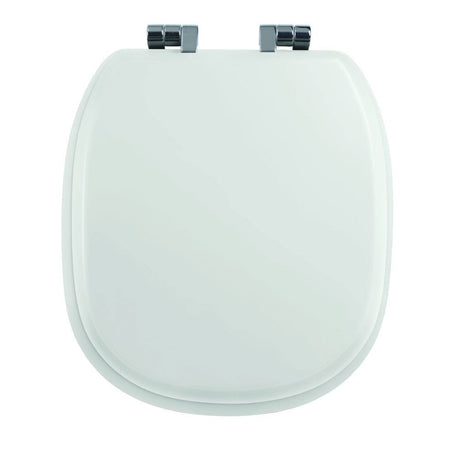 Imperial Toilet Seat White / Chrome Imperial Radcliffe Solid Wood Painted Toilet Seat with Soft Close Hinges