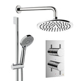 Crosswater Concealed Shower Set Chrome / Wall Arm / 200mm Crosswater Design 2 Handle 2 Outlet Shower Set 4 with Rainfall Head and Slide Rail Kit