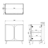 Crosswater Floor Standing Vanity Unit Crosswater Tambour 800mm Floor Standing Two Door Vanity Unit with Basin or Worktop