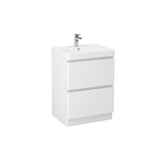 Imex Floor Standing Vanity Unit Imex Ivo Floor Standing 600mm Double Drawer Vanity Unit with Basin in White Gloss