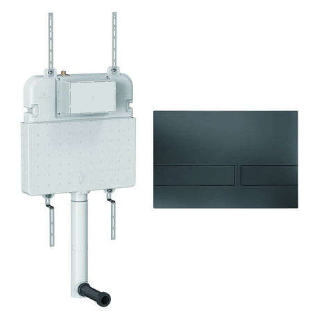 Crosswater Concealed Cistern Venue Plate in Slate Crosswater Dual Flush Slimline Concealed Cistern Set with Flush Plate  - 508 x 80 x  550mm