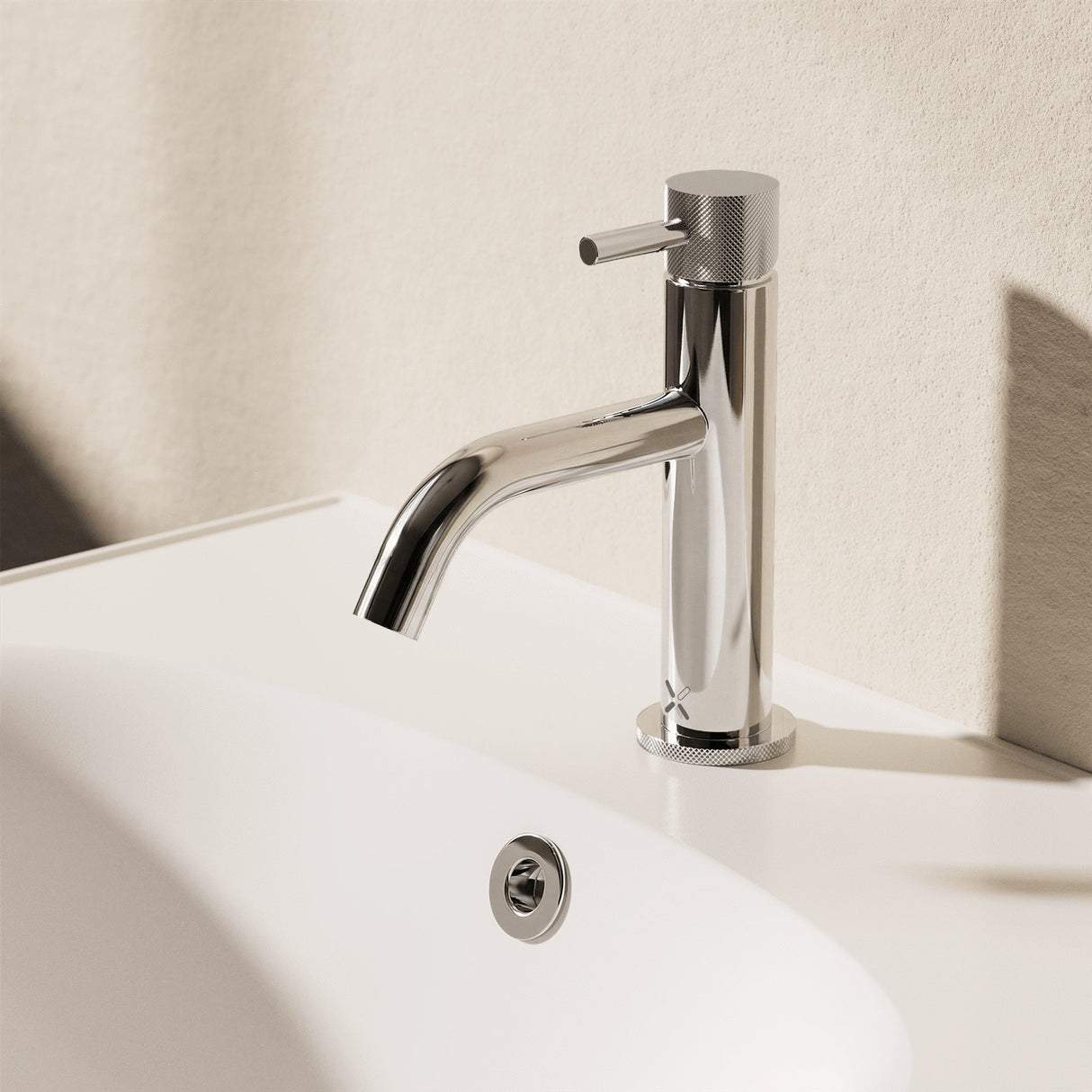 Crosswater Mono Basin Tap Chrome Crosswater MPRO Basin Mixer Tap with Knurled Handle