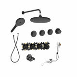 Roca Concealed Shower Set Titanium Black Roca T-Multi Switch Thermostatic Concealed Shower Valve with Rainshower Head, Shower Handset and  Overflow Bath Filler