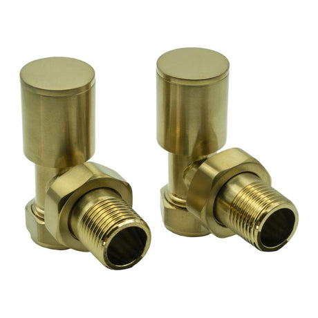 Reina Radiator Valve Brushed Brass Reina Portland Angled Radiator Valves