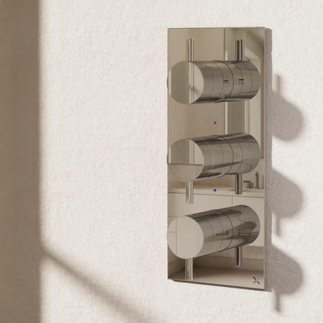 Crosswater Concealed Shower Valve Chrome Crosswater MPRO 2 Outlet, 3 Handle Portrait Concealed Thermostatic Shower Valve