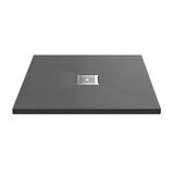 UK Bathroom Store Square Shower Tray Aquarius Urbano Slimline 33mm Slate Effect Square Stone Resin Shower Tray in Grey Slate