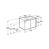 Roca Tenet 800mm Wall Mounted Two Door Vanity Unit with Basin