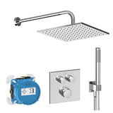 Ideal Standard Concealed Shower Set Ideal Standard Ceratherm Navigo Concealed Thermostatic Shower Valve Set with Square Showerhead and Pencil Handset in Chrome