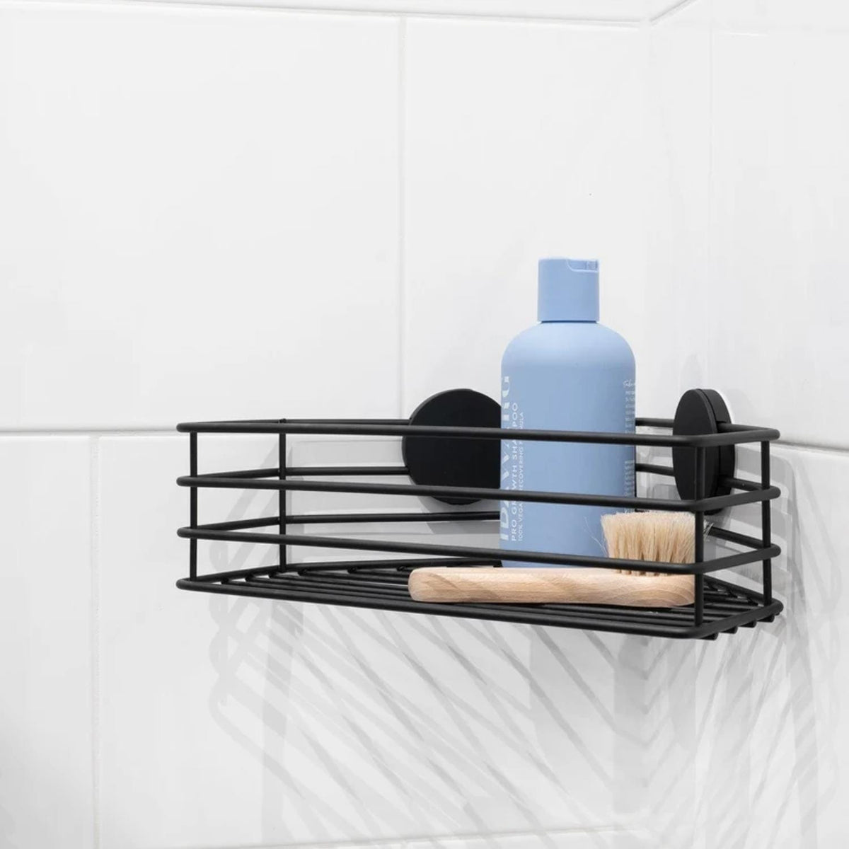 Smedbo Basket Matt Black Smedbo Beslagsboden Frame Self-Adhesive Corner Shower Basket
