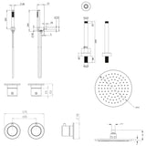 UK Bathroom Store Concealed Shower Set Crosswater Module Shower Set 1 with Fixed Head and Pencil Handset