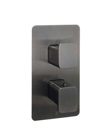 JTP Concealed Shower Valve Brushed Black JTP HIX 2 Outlet, 2 Handle Thermostatic Concealed Shower Valve