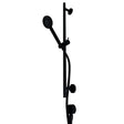 TED Shower Riser Rail Matt Black TED Round Riser Rail Shower Kit with Handset and Wall Outlet