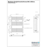 Eastbrook Wendover Straight Heated Towel Rail in Brushed Gunmetal