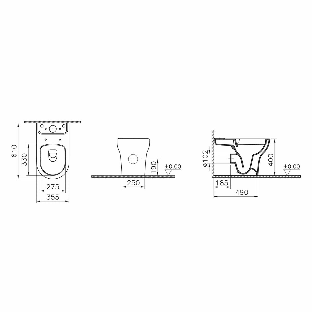VitrA Close Coupled Toilet VitrA Zentrum Close Coupled Back to Wall Toilet with Soft Close Seat