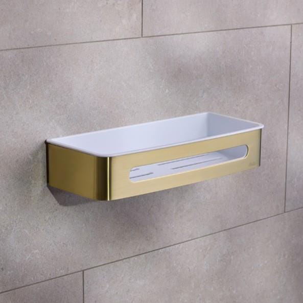 Miller Basket Brushed Brass / White Miller Signature D Shaped Shower Basket with Removable Liner