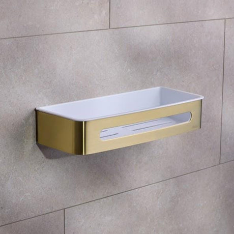 Miller Basket Brushed Brass / White Miller Signature D Shaped Shower Basket with Removable Liner