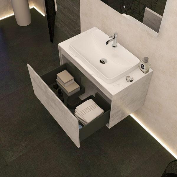Imex Wall Mounted Vanity Unit Imex Arco Wall Hung 800mm Single Drawer Vanity Unit with Worktop and Inset Basin