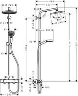 Hansgrohe Exposed Shower Set Hansgrohe Crometta S Exposed Thermostatic Shower Set with Fixed Shower Head and Handset in Chrome