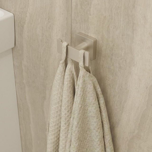Villeroy & Boch Robe Hook Brushed Nickel Matt Villeroy & Boch Elements - Striking Double Towel Hook