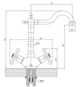 Aquarius Bathrooms Kitchen Tap Aquarius TrueCook Victorian Crosshead Two Handle Kitchen Mixer Tap in Chrome