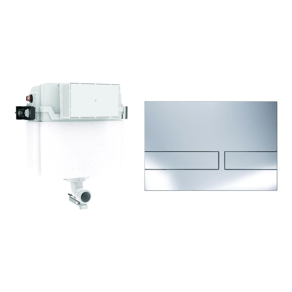 Crosswater Concealed Cistern Venue Plate in Chrome Crosswater Dual Flush Concealed Cistern Set with Flush Plate - 414 x 143 x 387mm