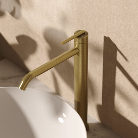 Crosswater Tall Basin Tap Stainless Brushed Brass Effect Crosswater 3ONE6 Lever Tall Monobloc Basin Mixer Tap