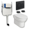Aquarius Bathrooms Back To Wall Toilet Matt Black / Round Aquarius Urbano Rimless Back to Wall Toilet Pack with Cistern, Flush Plate, Soft Closing Seat and Hinge Covers