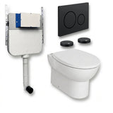 Aquarius Bathrooms Back To Wall Toilet Matt Black / Round Aquarius Urbano Rimless Back to Wall Toilet Pack with Cistern, Flush Plate, Soft Closing Seat and Hinge Covers
