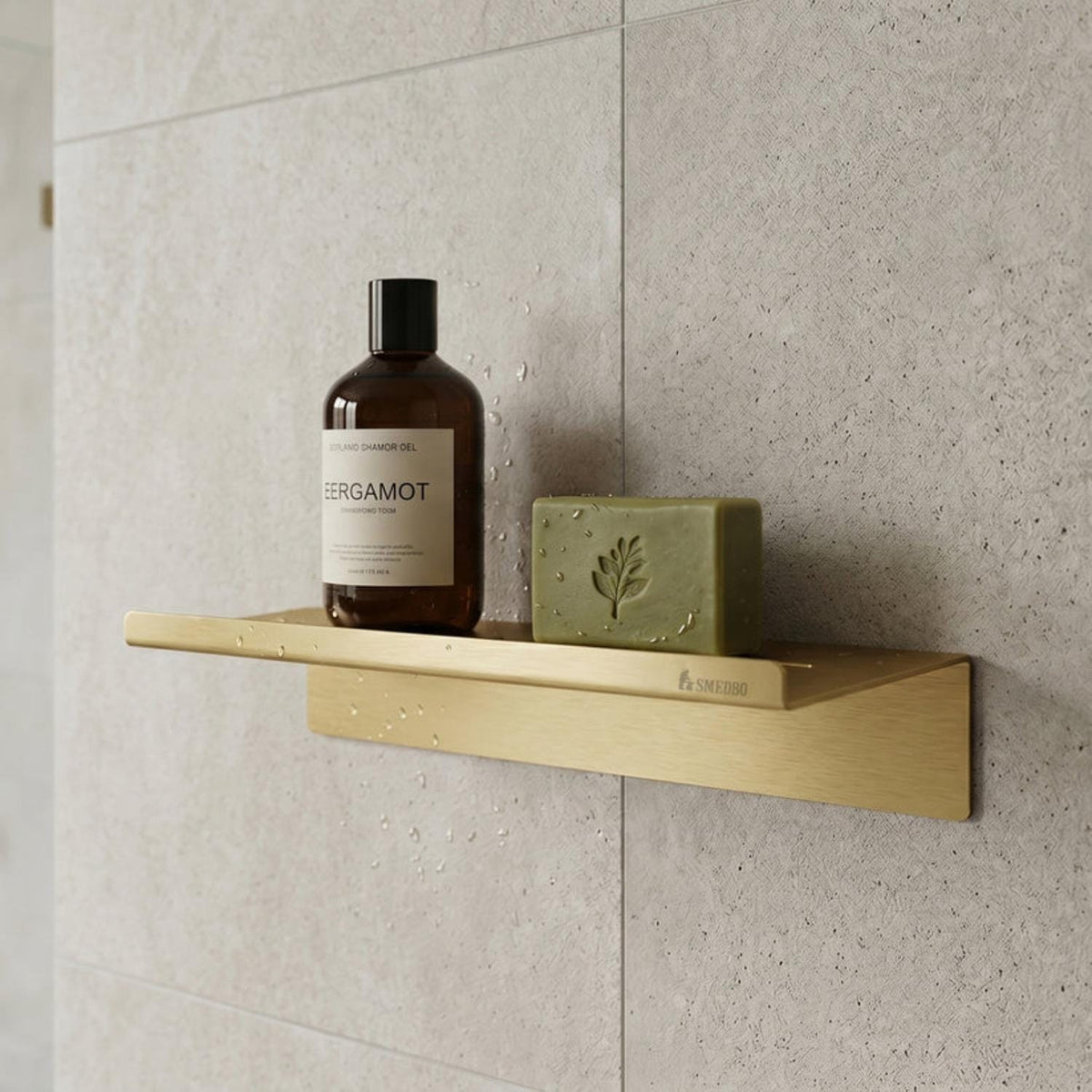Smedbo Shelf Brushed Brass Smedbo Sideline Self-Adhesive Shower Shelf