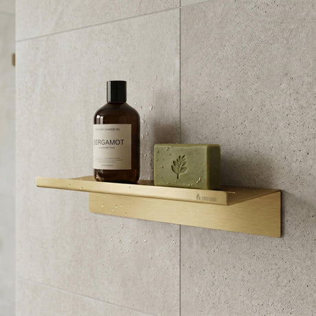 Smedbo Shelf Brushed Brass Smedbo Sideline Self-Adhesive Shower Shelf