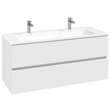 Villeroy & Boch Wall Mounted Vanity Unit Satin White Villeroy & Boch Arto Wall Mounted 1200mm Two Drawer Vanity Unit with Basin