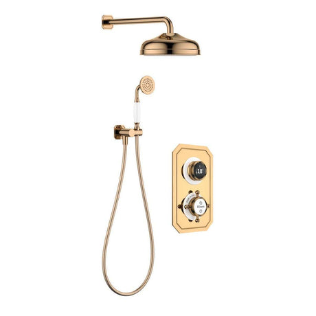 TED Exposed Shower Set Polished Gold TED Wyse 2 Outlet Shower Kit with Showerhead and Handset